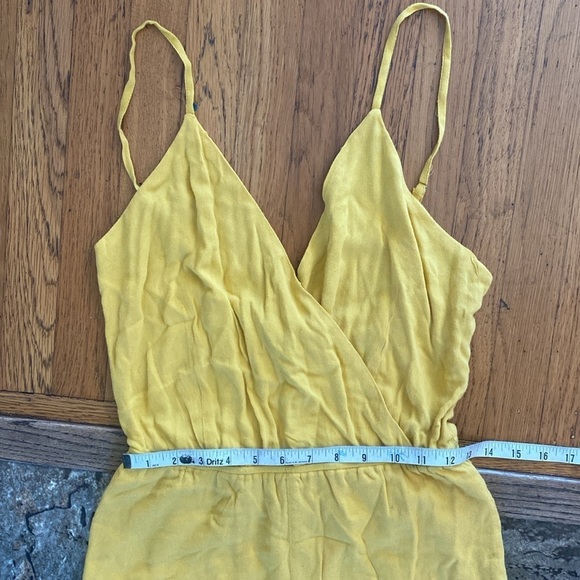 Lulus Indie Mustard Yellow Surplice Romper Shorts One Piece Size Small - Picture 10 of 14